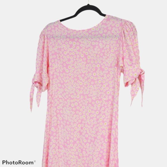 Faithfull the Brand Pink Emilia Floral Daisy Tie Midi Dress - Picture 3 of 10